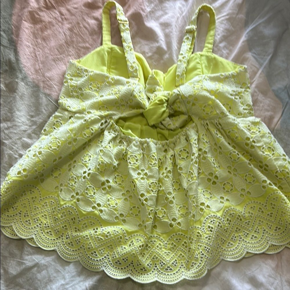 Lilly Pulitzer Neon Yellow Top with Tie Back - Picture 3 of 5